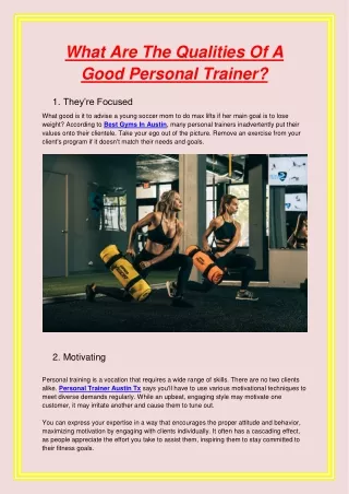 what are the qualities of a good personal trainer