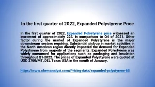 in the first quarter of 2022 expanded polystyrene price