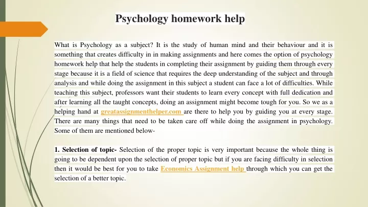 psychology homework help