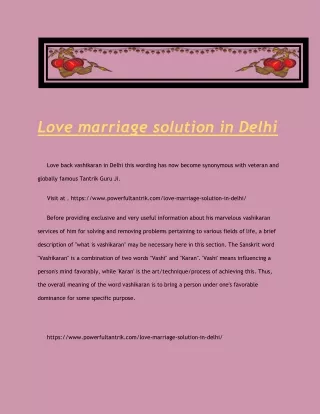 Love marriage solution in Delhi