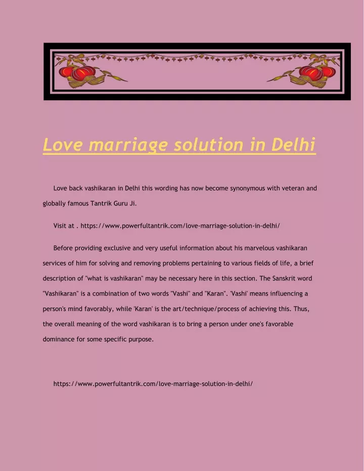 love marriage solution in delhi