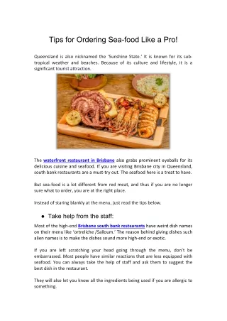 Tips for Ordering Sea-food like a Pro!