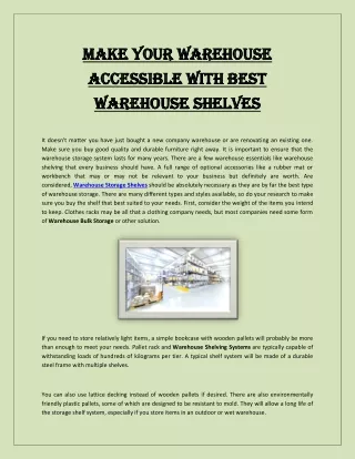 Make Your Make Your Warehouse AcWarehouse Accessible With Best Warehouse Shelves