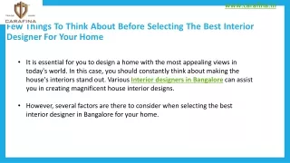 Best Interior Designers in Bangalore | Interior Design in Bangalore | Carafina