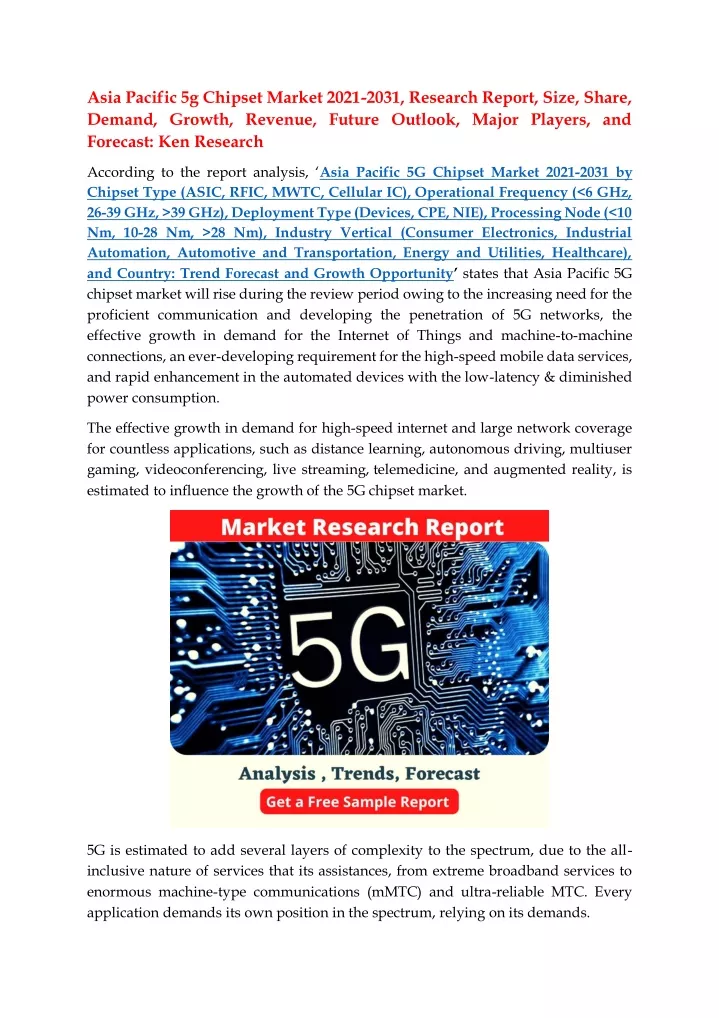 asia pacific 5g chipset market 2021 2031 research