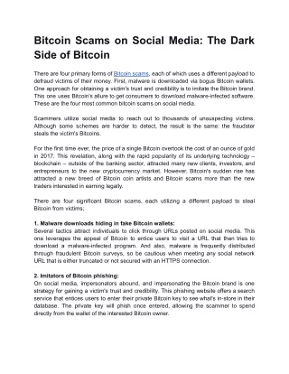 bitcoin scams on social media the dark side