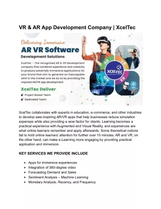 vr ar app development company xceltec