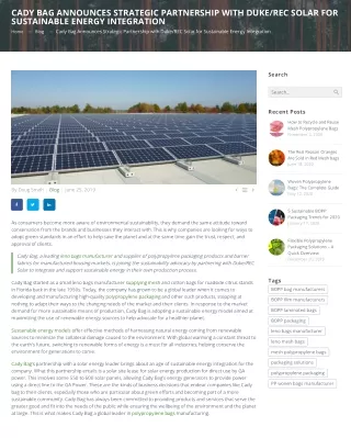 Strategic Partnership with DukeREC Solar for Renewable Energy - Cadybag-cropped