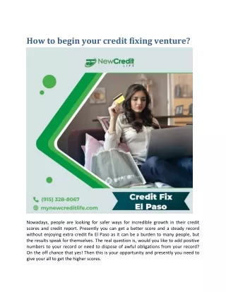 how to begin your credit fixing venture