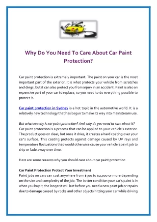 Why Do You Need To Care About Car Paint Protection