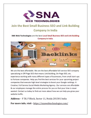 Join the Best Small Business SEO and Link Building Company in India