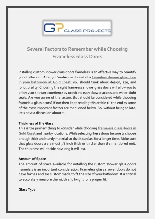 several factors to remember while choosing