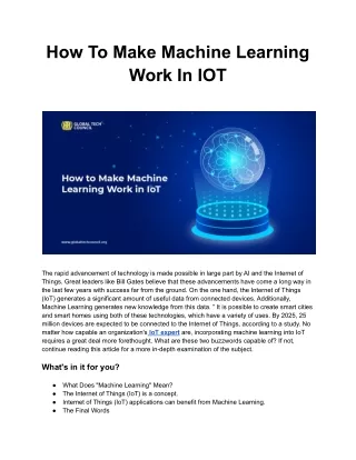 How To Make Machine Learning Work In IOT