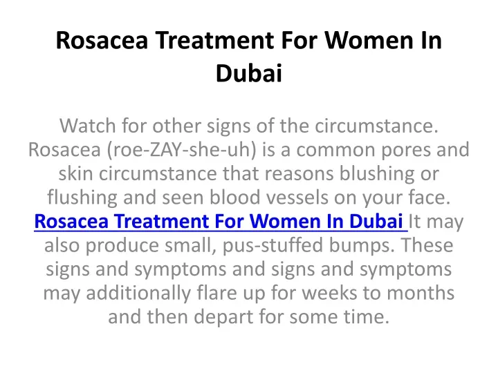rosacea treatment for women in dubai