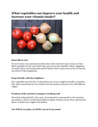 what vegetables can improve your health