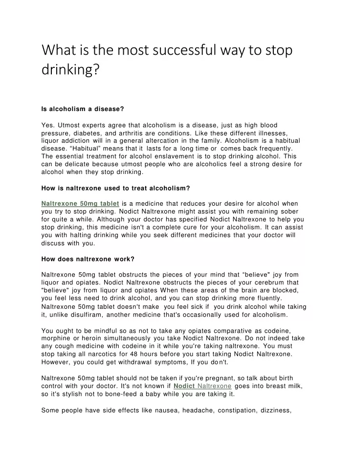 what is the most successful way to stop drinking