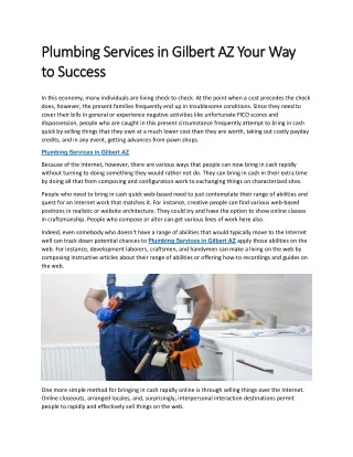 Plumbing Services in Gilbert AZ Your Way to Success