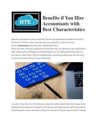 Benefits if You Hire Accountants with Best Characteristics