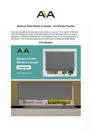 Blackout Roller Blinds in Canada