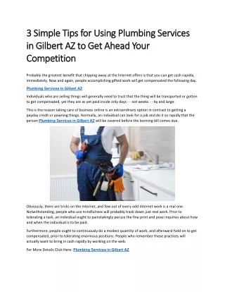 3 Simple Tips for Using Plumbing Services in Gilbert AZ to Get Ahead Your Competition