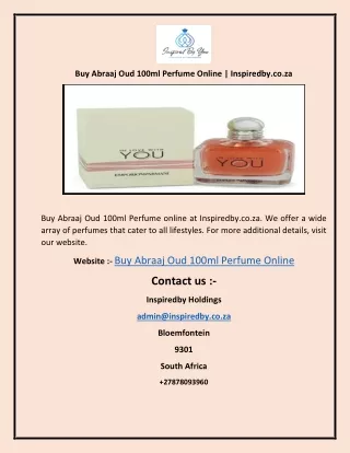 Buy Abraaj Oud 100ml Perfume Online  Inspiredby.co.za