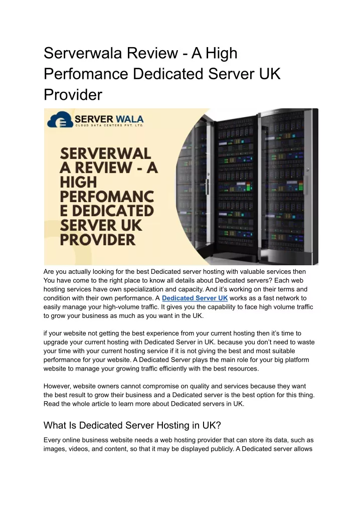 serverwala review a high perfomance dedicated