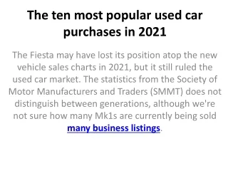 the ten most popular used car purchases in 2021