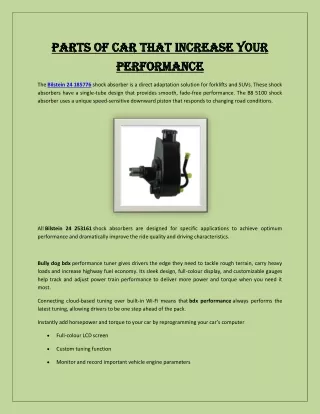 Parts of car that increase your performance