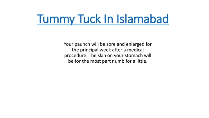 tummy tuck in islamabad