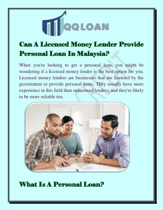 Can A Licensed Money Lender Provide Personal Loan In Malaysia