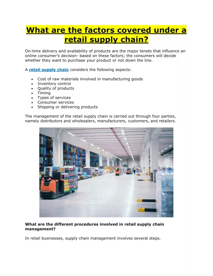 PPT - What are the factors covered under a retail supply chain ...