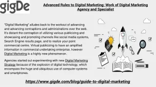 Advanced Rules to Digital Marketing: Work of Digital Marketing Agency and Specia
