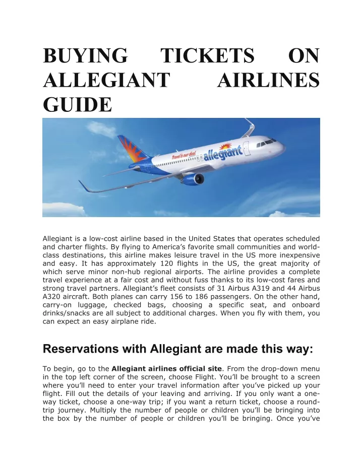 buying allegiant guide