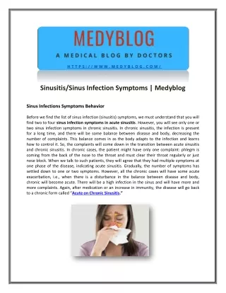 Sinusitis or Sinus Infection Symptoms | Medyblog