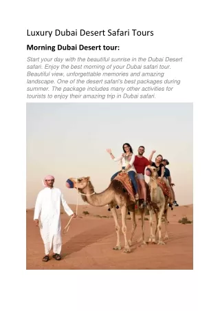Luxury Dubai Desert Safari Tours