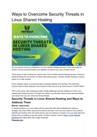 ways to overcome security threats in linux shared