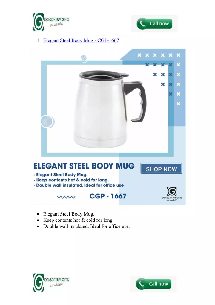 1 elegant steel body mug cgp 1667