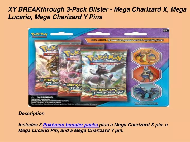 xy breakthrough 3 pack blister mega charizard