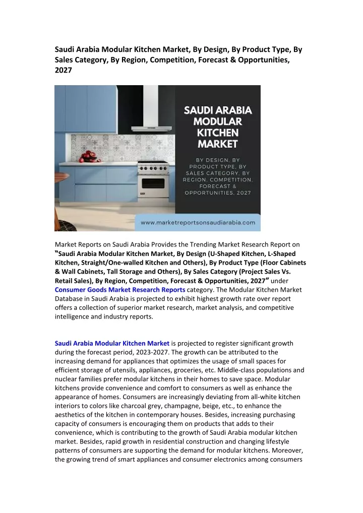 saudi arabia modular kitchen market by design