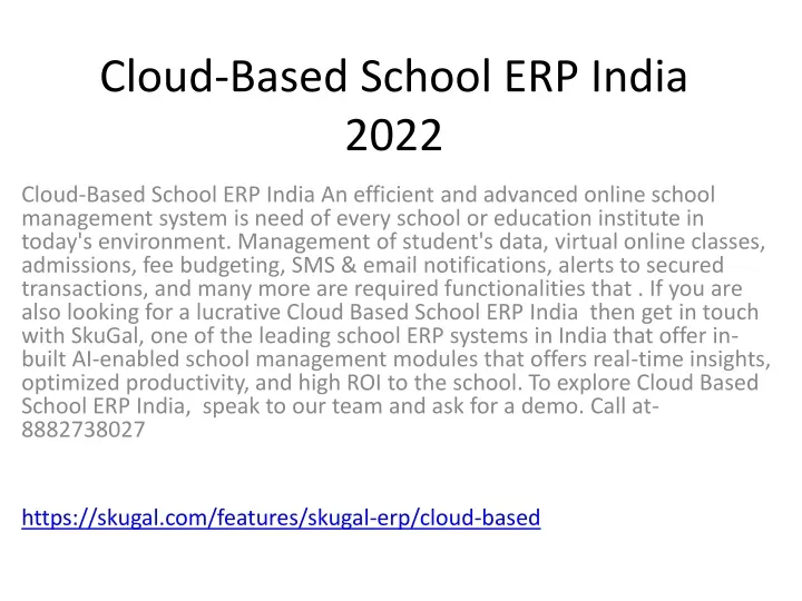 cloud based school erp india 2022