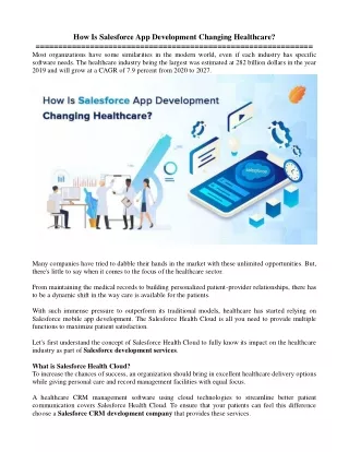 How Is Salesforce App Development Changing Healthcare