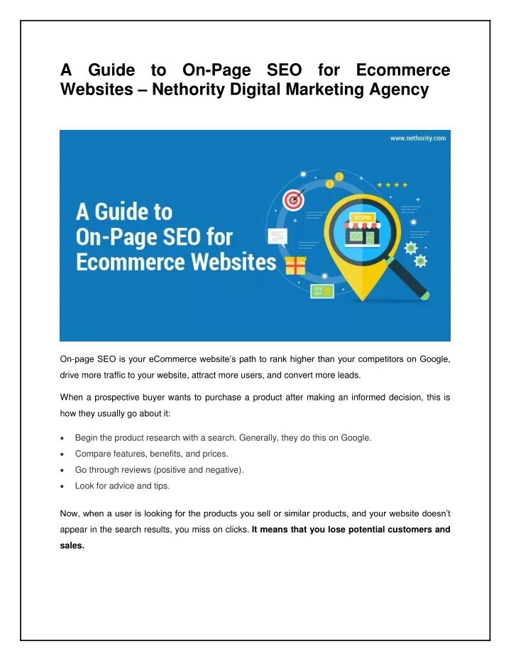 a guide to on page seo for ecommerce websites