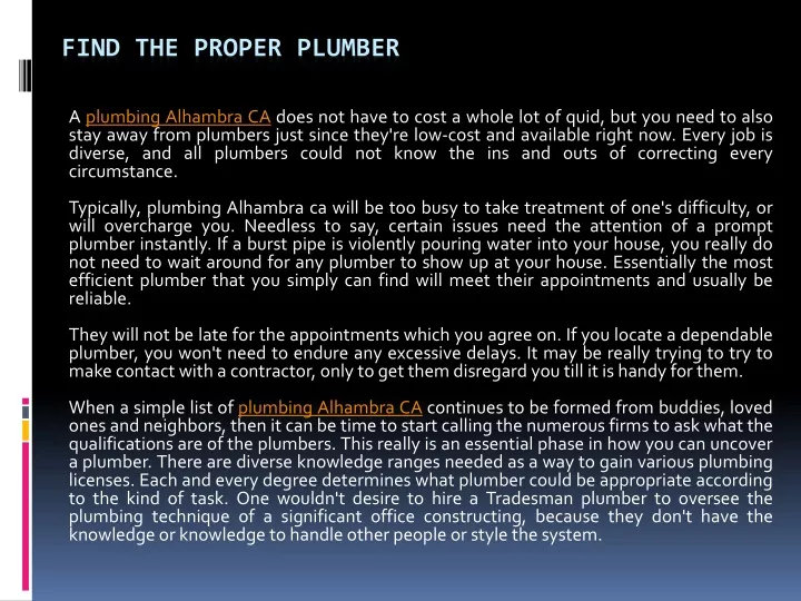 find the proper plumber