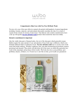 Comprehensive Skin Care with Tea Tree Oil Body Wash