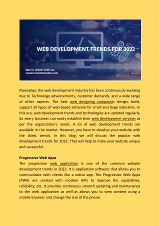 nowadays the web development industry has been