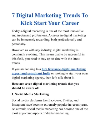7 Digital Marketing Trends To Kick Start Your Career
