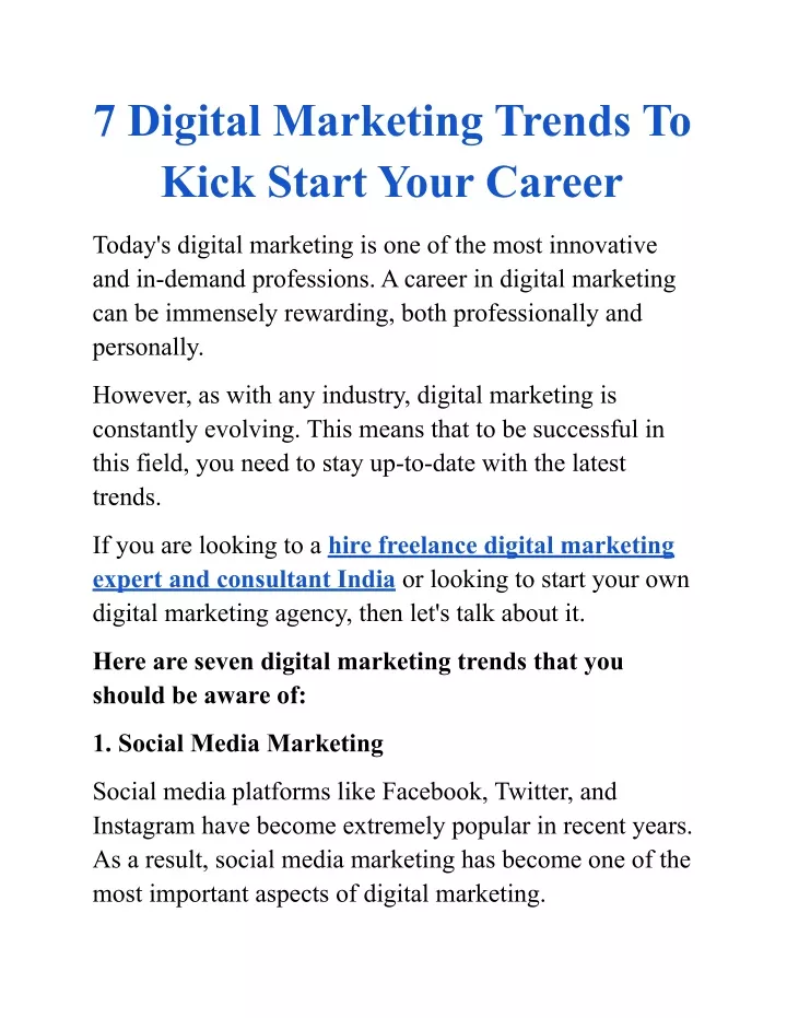 7 digital marketing trends to kick start your