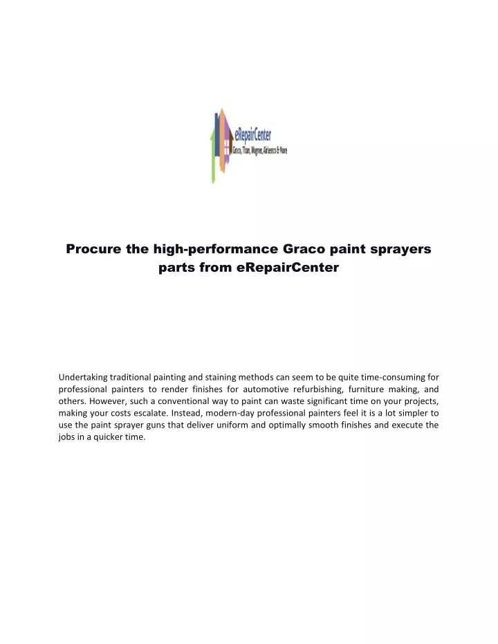 procure the high performance graco paint sprayers