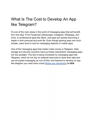 what is the cost to develop an app like telegram