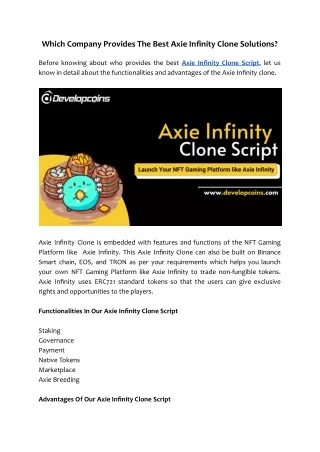which company provides the best axie infinity